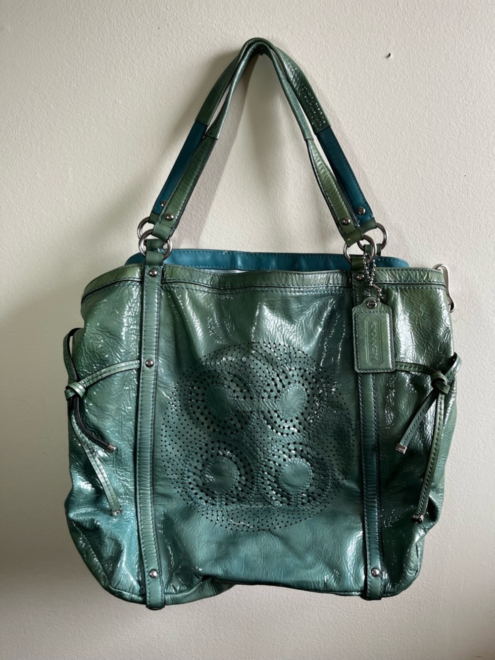 Coach - OP Art Aubrey Patent Leather Tote - Green